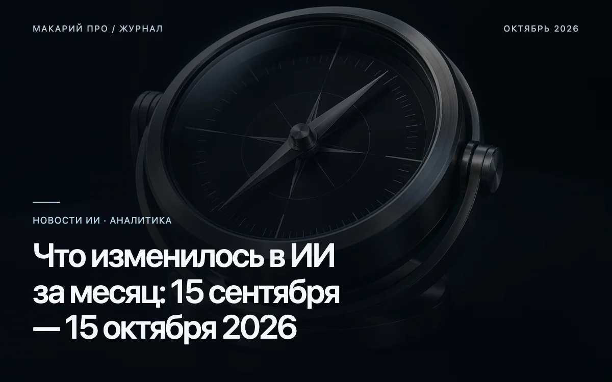 Что изменилось в ИИ за месяц: 15 сентября — 15 октября 2026 — редакционная иллюстрация