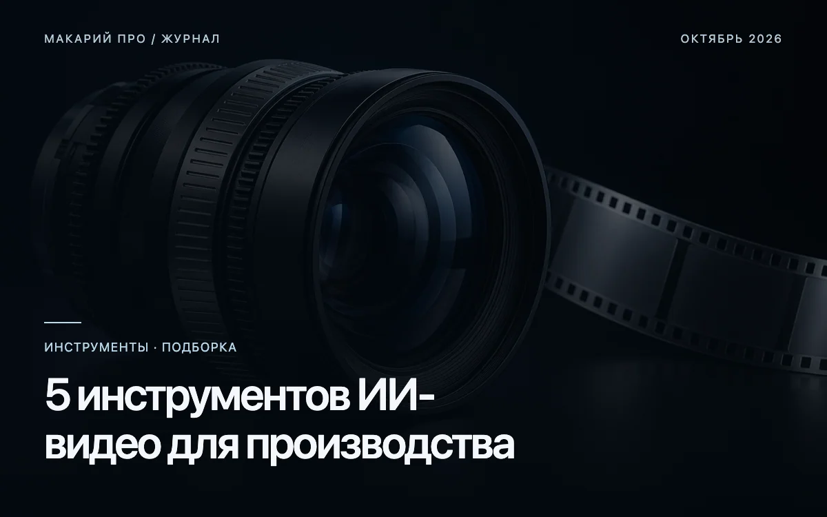 5 инструментов ИИ-видео для производства — редакционная иллюстрация